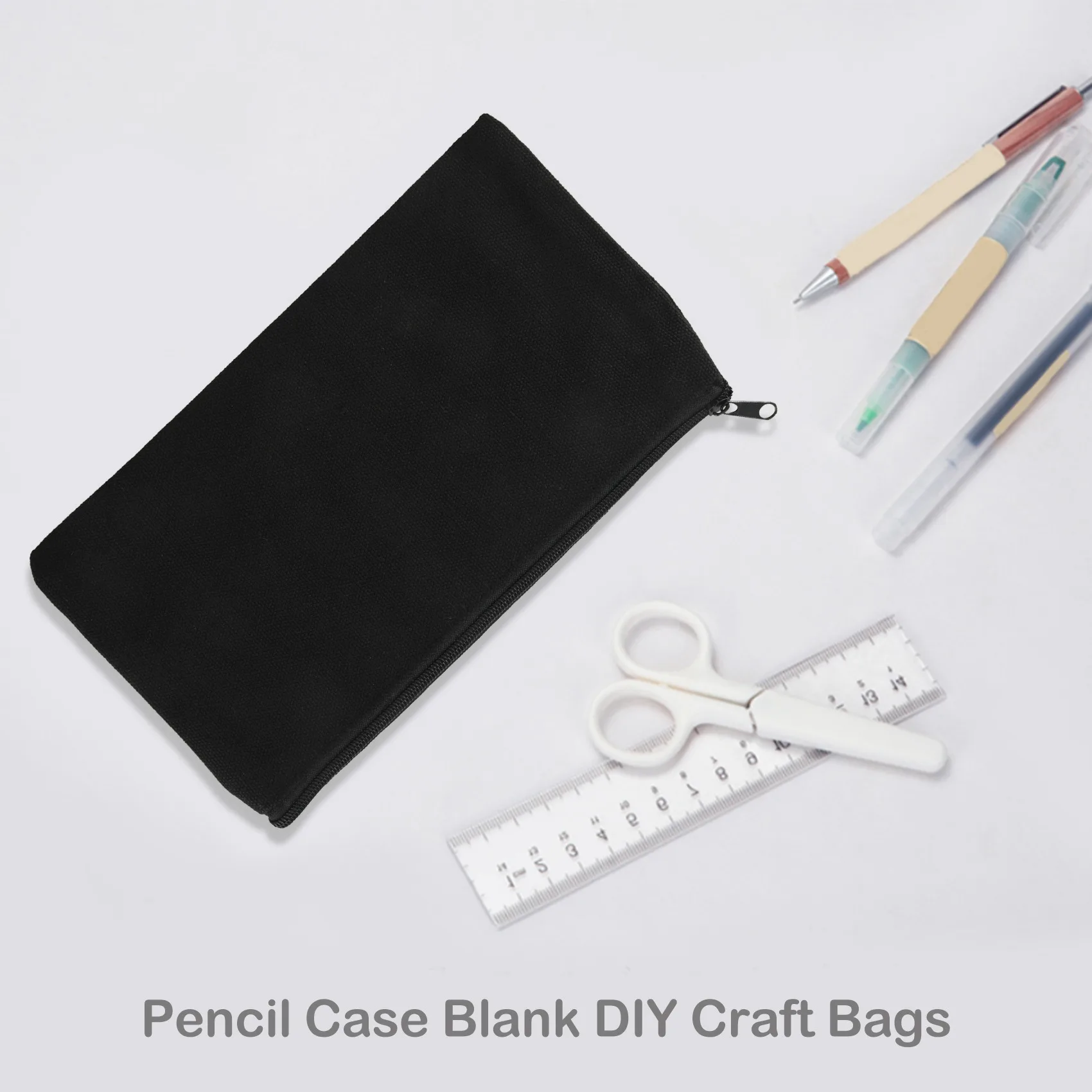 A44T40 шт. Холщовые сумки на молнии Холщовые косметички Пенал Пустые сумки для рукоделия для путешествий DIY Craft School Черный