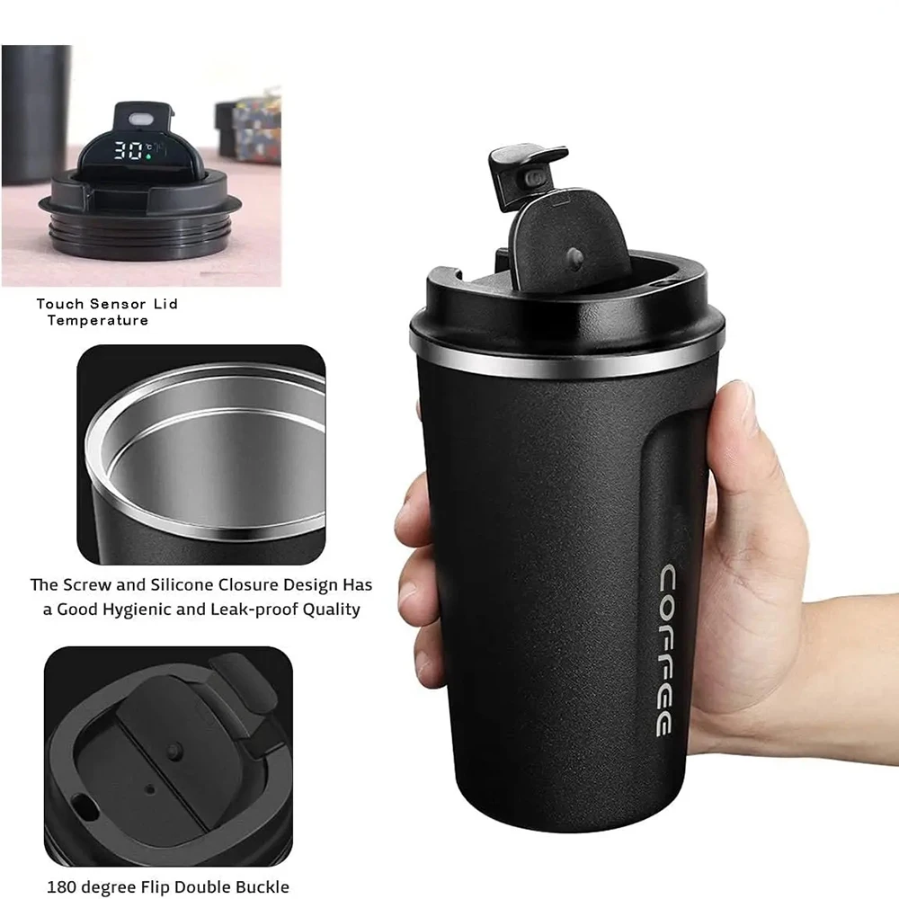 510ml Thermos Leakproof Coffee Mug Stainless Steel Temperature Display Vacuum Flasks Portable Tumbler Insulated Water Bottle