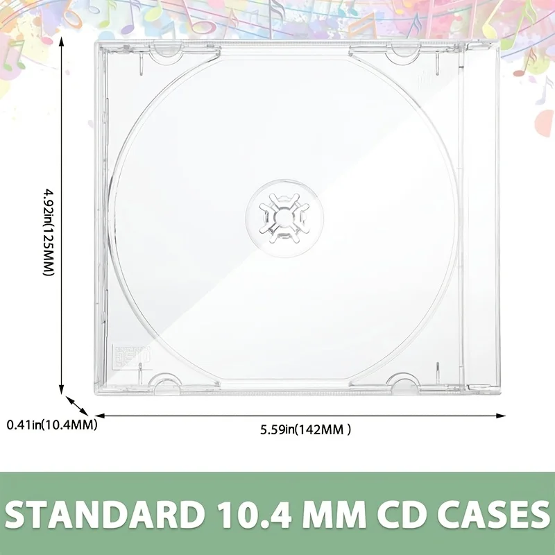 5/10pcs 10.4mm Standard Single-Sided Transparent CD Disc Boxes with Clear Tray Durable Acrylic Storage for CDs DVDs Organizing