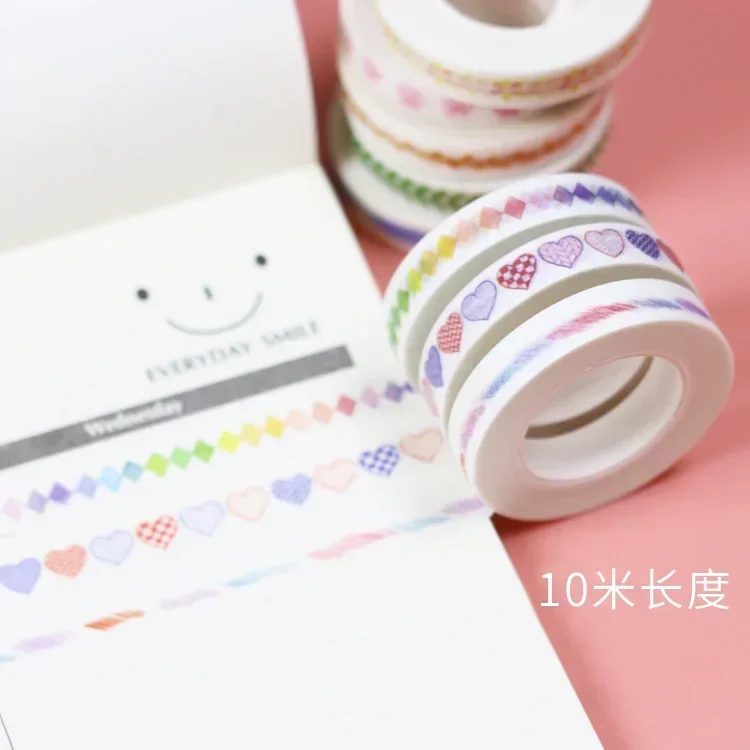 10M Divider Cute Kawaii Washi Tape Set Journal Supplies Masking Tapes Washy Organizer Washitape Pastel Korean Stationery