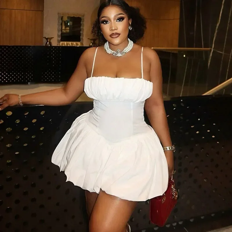 Doyerl Spaghettiträger, trägerlos, Party, kurze Kleider, Damen, sexy Club-Korsett, gerüscht, ärmellos, A-Linie, Abschlussball, Minikleid, Geburtstag