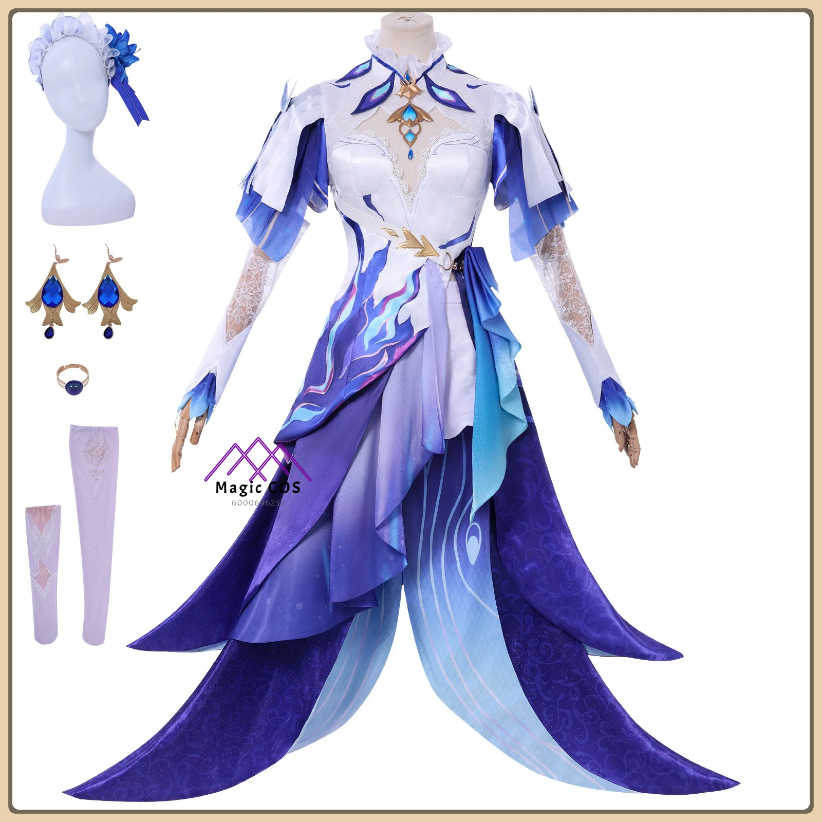 

Wuthering Waves Cantarella Cosplay Costume Women's Purple-White Satin Style High Quality Anime Outfit for Comic Con Party