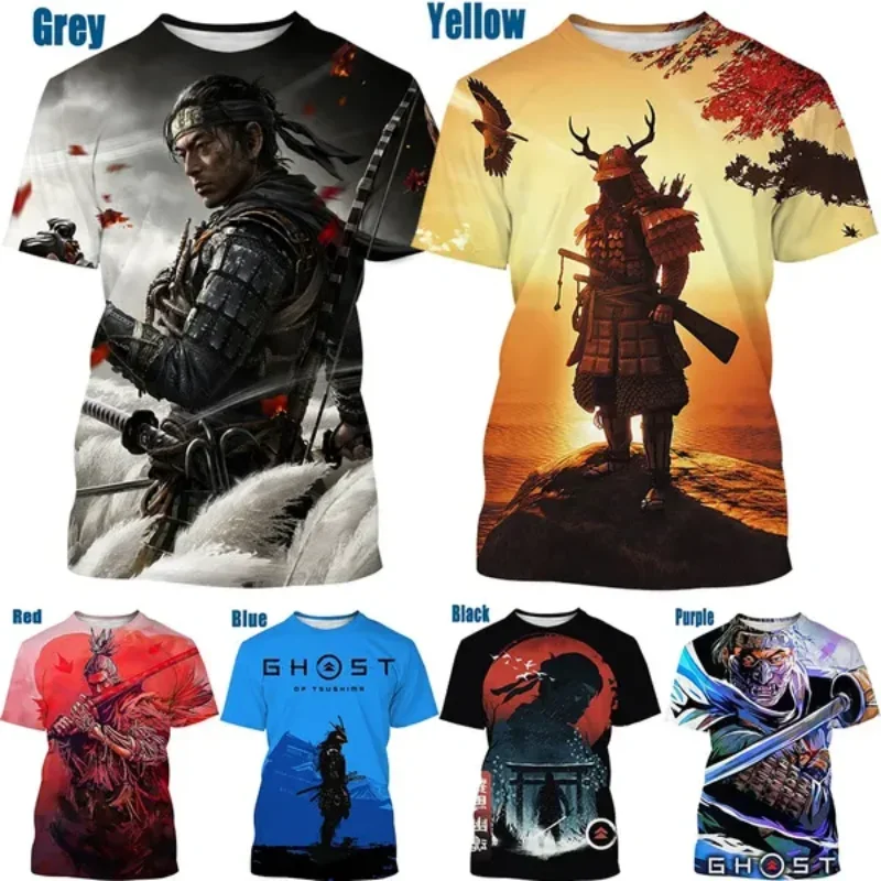 Fashion Men Clothing New Game Ghost of Tsushima 3D Print T-shirt Retro Style Street Unisex Tops Tees Harajuku Oversized T Shirt