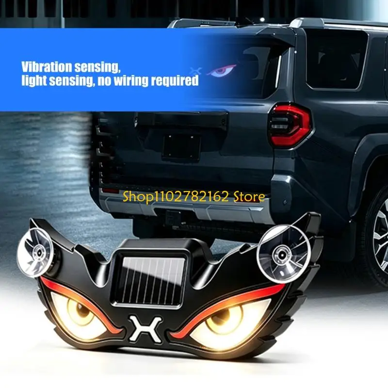 547B Nighttime Vehicle Styling Light with Dynamic Eye LEDs, Solar and USB Charging, ABS Housing and Window Suction Mounts
