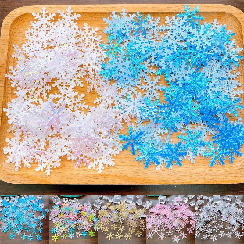 200/300pcs Christmas Snowflakes Confetti Artificial Snow Xmas Tree Ornaments Decor For Home Wedding Birthday Xmas Natal Navidad