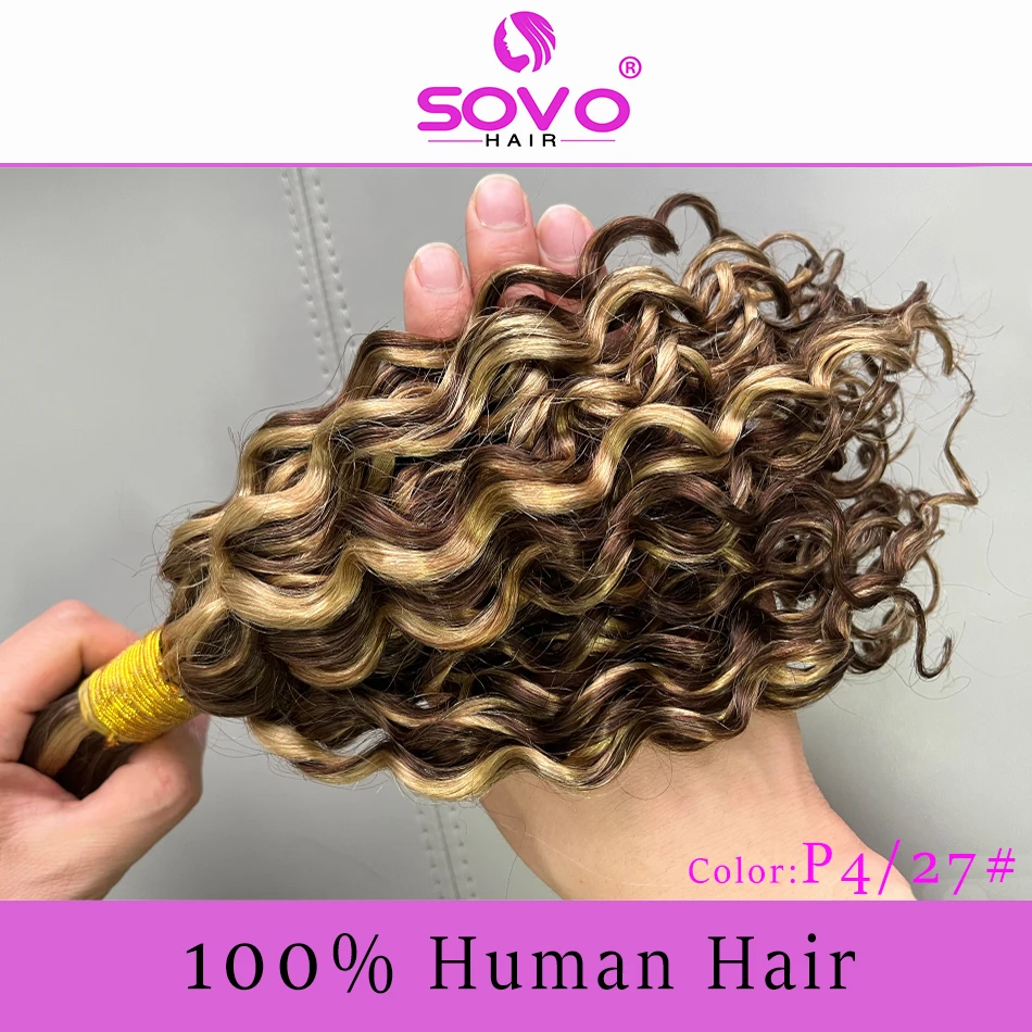 Extensiones de cabello humano ondulado al agua para mujer, cabello brasileño Remy a granel, sin trama, 100-500G, Rubio Natural