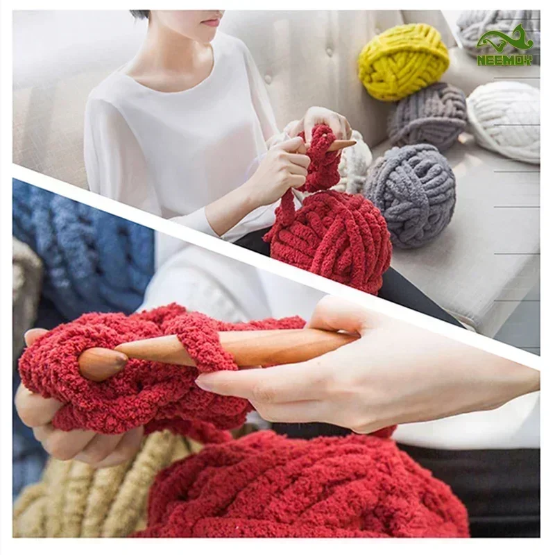 Diy Colorful Thick Yarn Yarn Rainbow Chenille Thick Thread Blanket Cushion Knitting Crochet 250g Hand-Woven Super Thick Ice Li