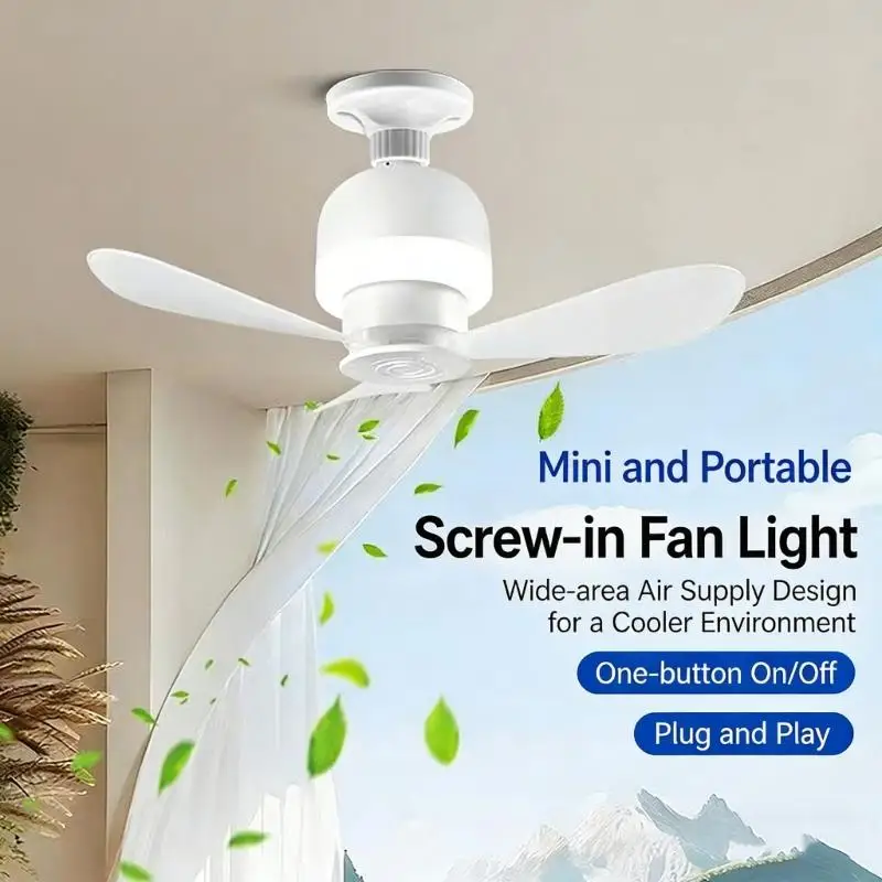 E27 Socket Detachable Bulb Fan Speed Bedroom Hanging Ceiling Fan With LED Light for Home,Worksho,Garage,Bedroom