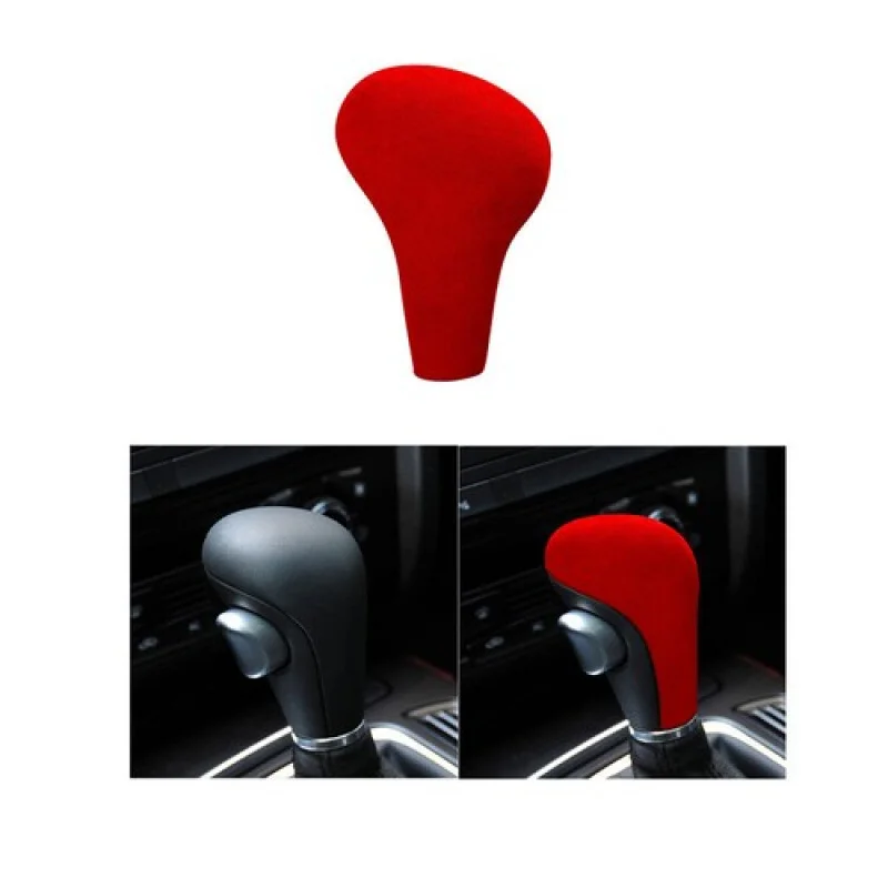 A + الأحمر جلد الغزال مقبض ناقل حركة السيارة غطاء الكسوة لأودي Q5 A5 A6 Q7 A4L A6L #3