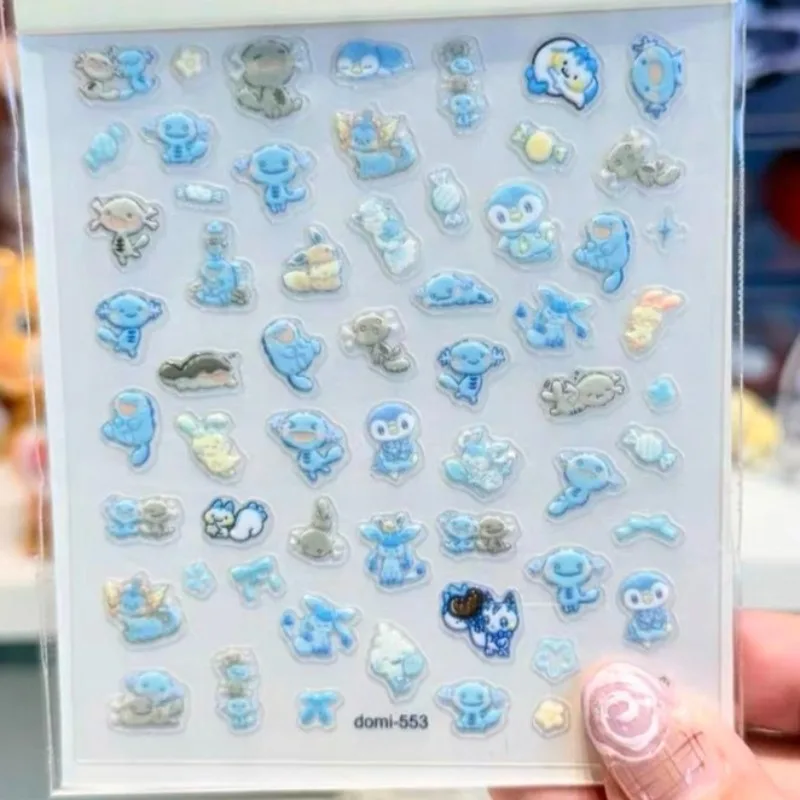 New Pokémon Relief Nail Stickers Wooper Quagsire Anime Character Cute Cartoon Creativity Diy Journal Sticker Material Gifts