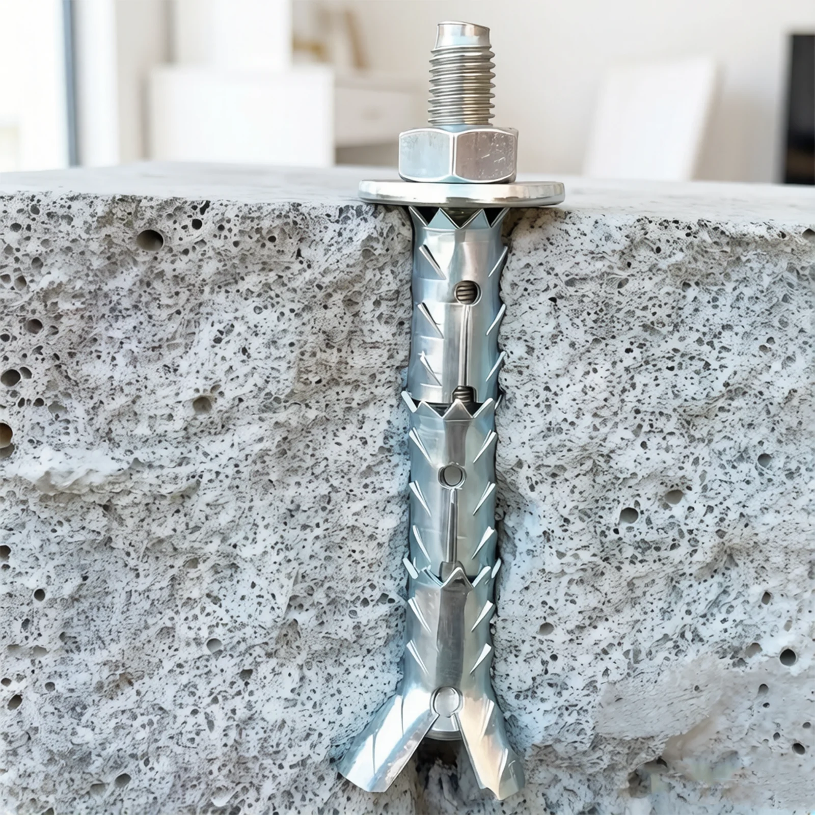 Sleeve Anchors for Cinder Block & Hollow Brick, Carbon Steel One-Piece Wall Anchors for Furniture, Blue Zinc Rust Resistant