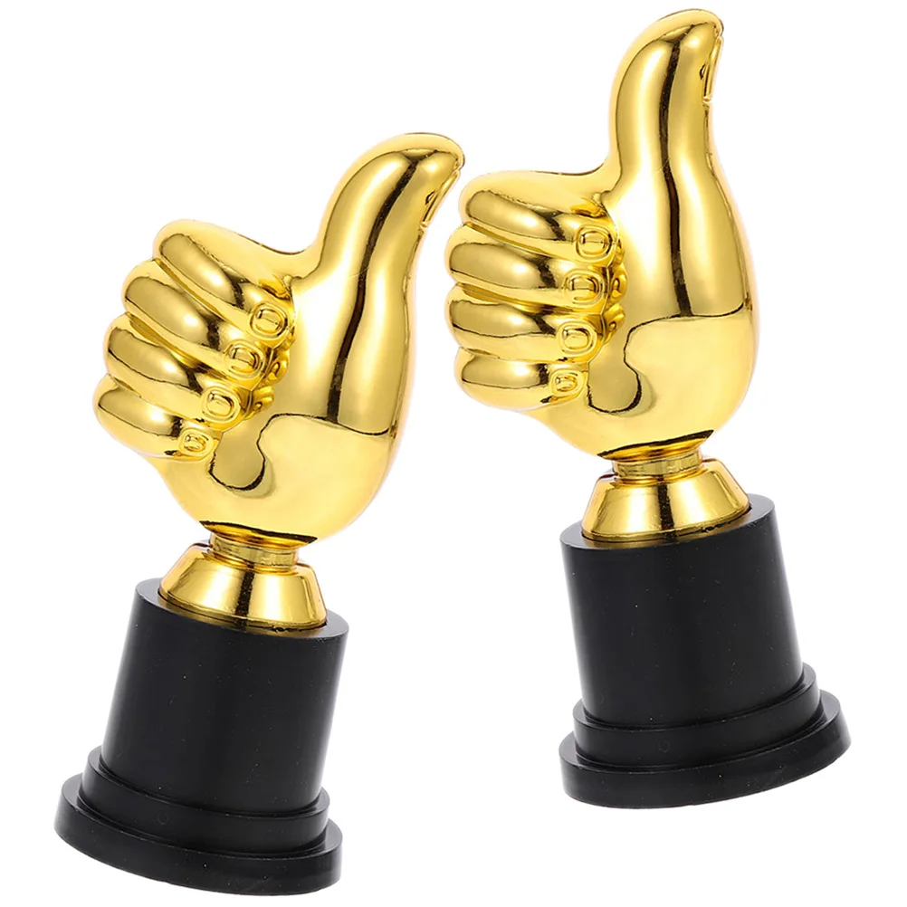 

2 Pcs Trophy Gifts Thumb Shaped Plastic Cup for Winner Child Kindergarten Competition Sports Award Decor Model