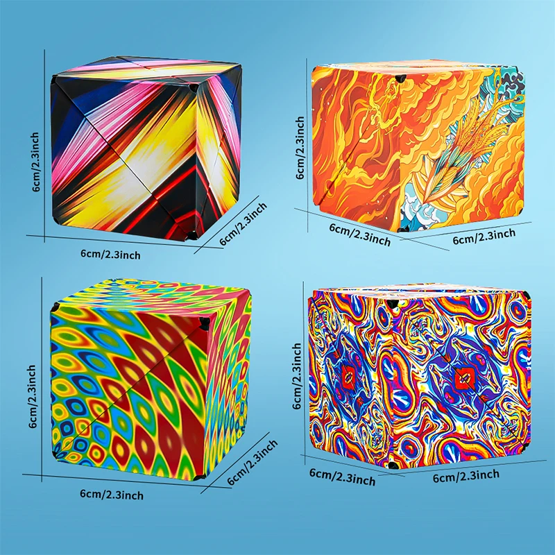 핫 매직 큐브 기하학 가변 자기 반응 스트레스 직소 장난감, 3D 핸드 플립 직소 스퀘어, 어린이를 위한 창의적인 교육