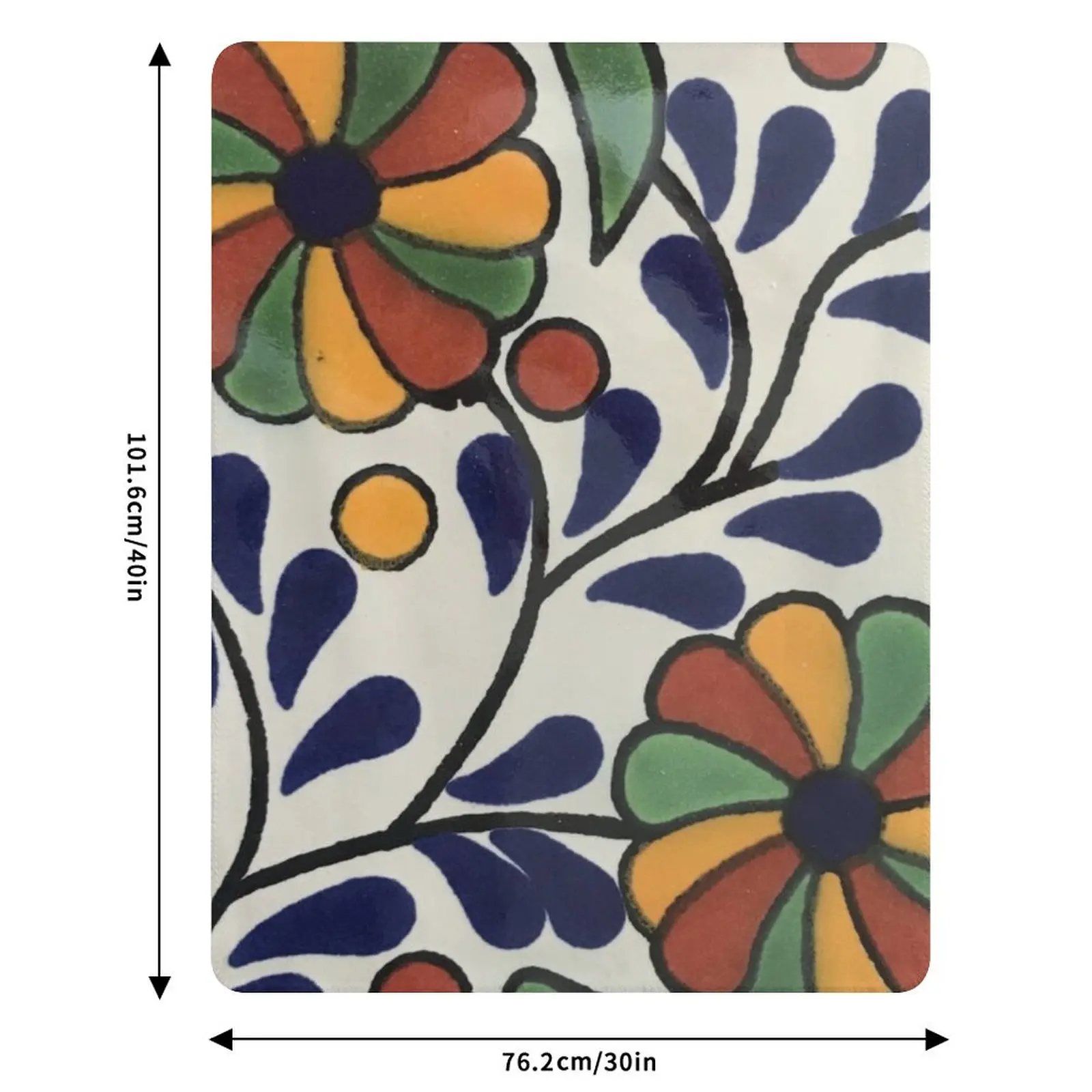 Glazed Talavera Floral on Ceramic Hand Painted Mexican Tile Throw Blanket Warm Accent Blanket for Living Room Decoration - view 6