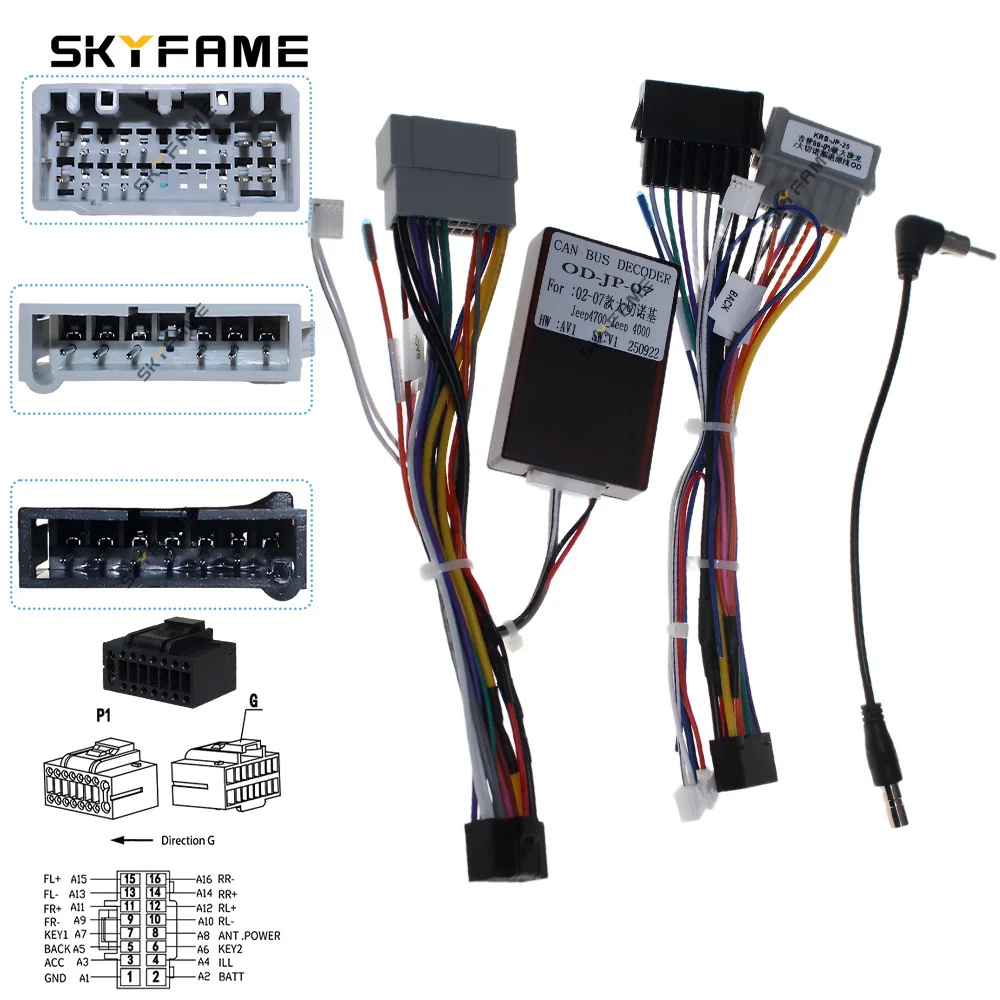 Skyfame 16pin Car Wiring Harness Adapter Canbus Box Decoder For Jeep Grand Cherokee Voyager