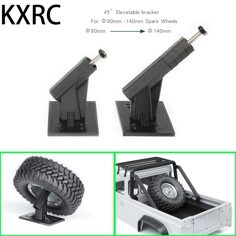 

KXRC Spare Tire Bracket for 80-140mm Tires for 1/10 RC Crawler Car Traxxas TRX4 Defender Bronco AXIAL SCX10 RC4WD D90 D110 Parts