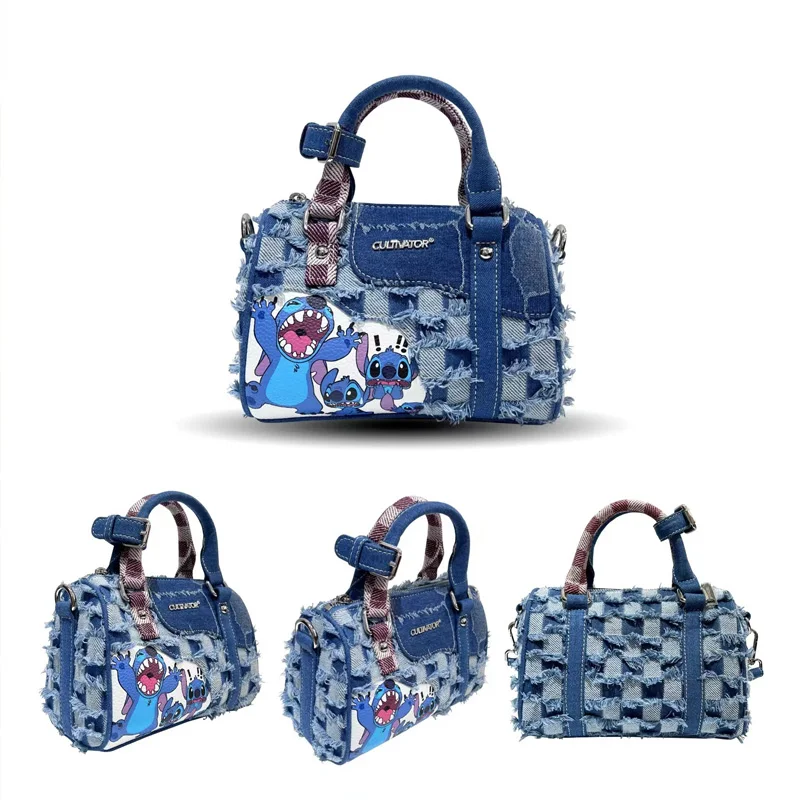 Original Disney Stitch Women\'s Handbag Fashion Ladies Denim Shoulder Oblique Bag Luxury Brand Large-Capacity Cartoon Handbag