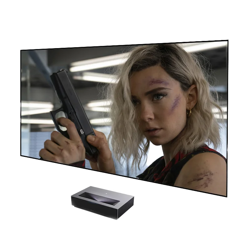 

New Design Grey Crystal Fixed Frame Projection Screen 130 Inch Indoor Wall Mounted ALR Projector Screen for Long Projector 16:9
