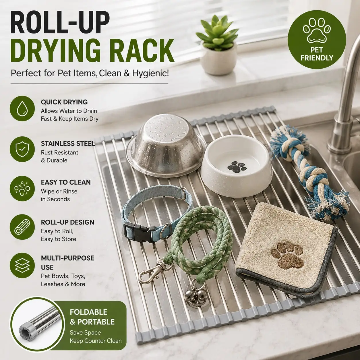 

15 Roll Up Dish Drying Rack Over The Sink Stainless Steel Foldable Kitchen Sink Drying Rack Multifunctional Anti Rust Space Saving Dish Drainer for Kitchen Counter