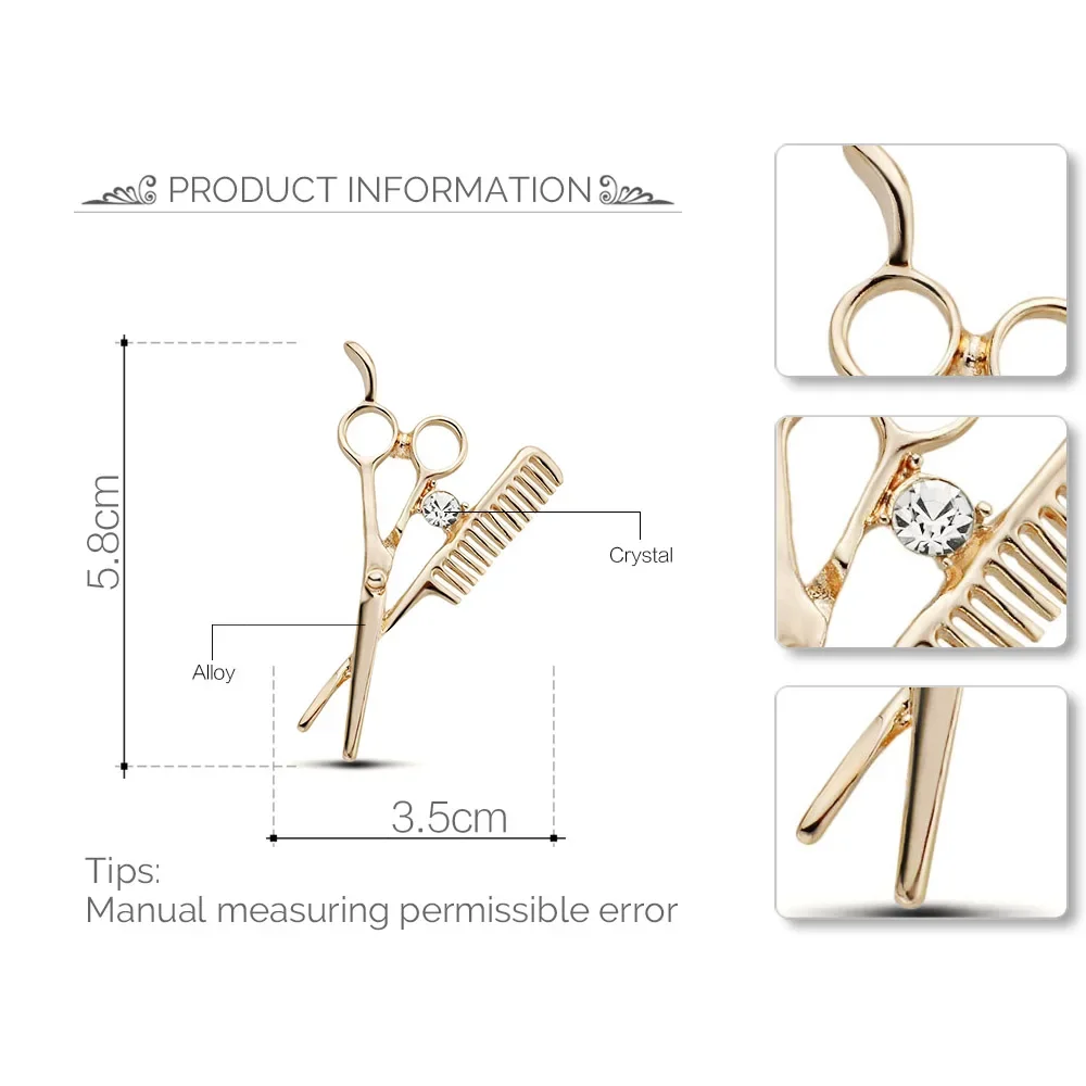 Fashion Comb Scissors Brooch Hat Dress Collar Clips Bijoux Crystal Hijab Pins Up Brooches For Wedding Jewelry Z029