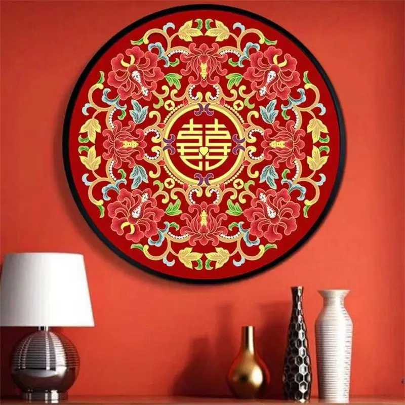 A handmade cross stitch product with a hundred years of love, happiness, and a happy marriage. New style of living room and