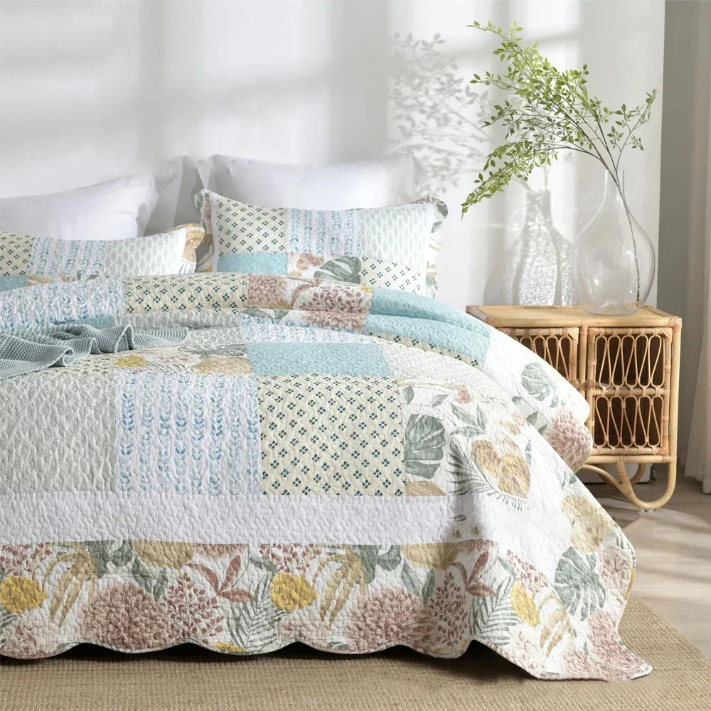 3pc cotton Patchwork Bedspread on the bed Stitch bed cover full set double bedspreads and coverlets bed blankets Mattress topper