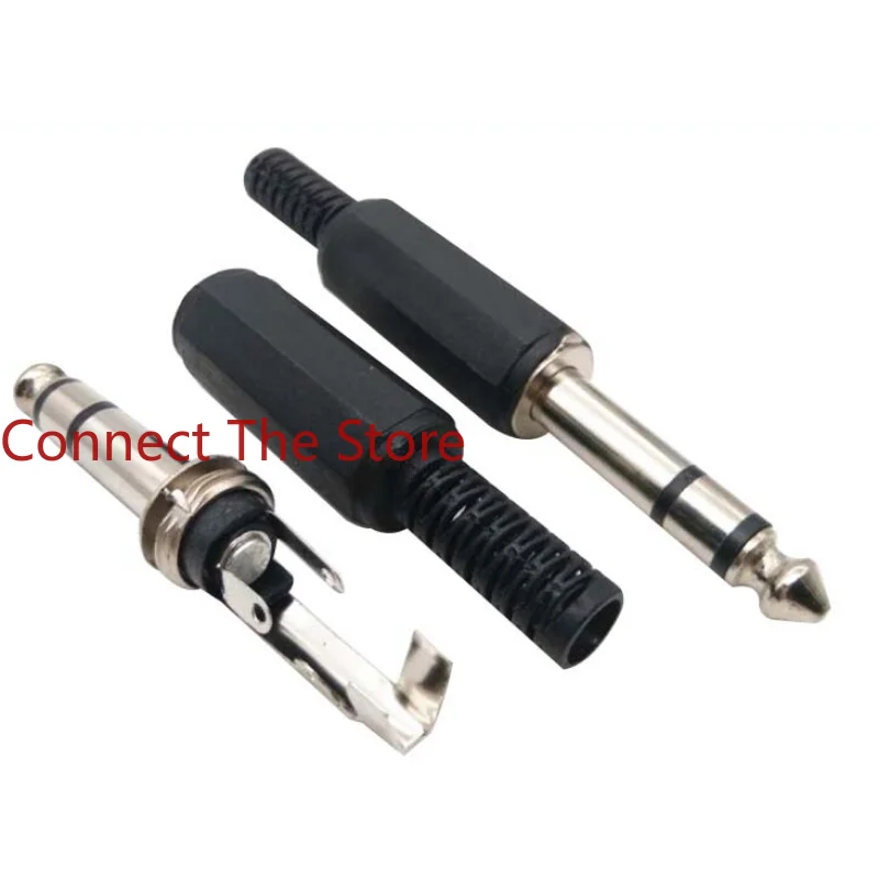 10PCS 6.35 Dual Sound Plug 6.5mm Large Three-core Audio Socket Microphone  6.35mm Stereo 