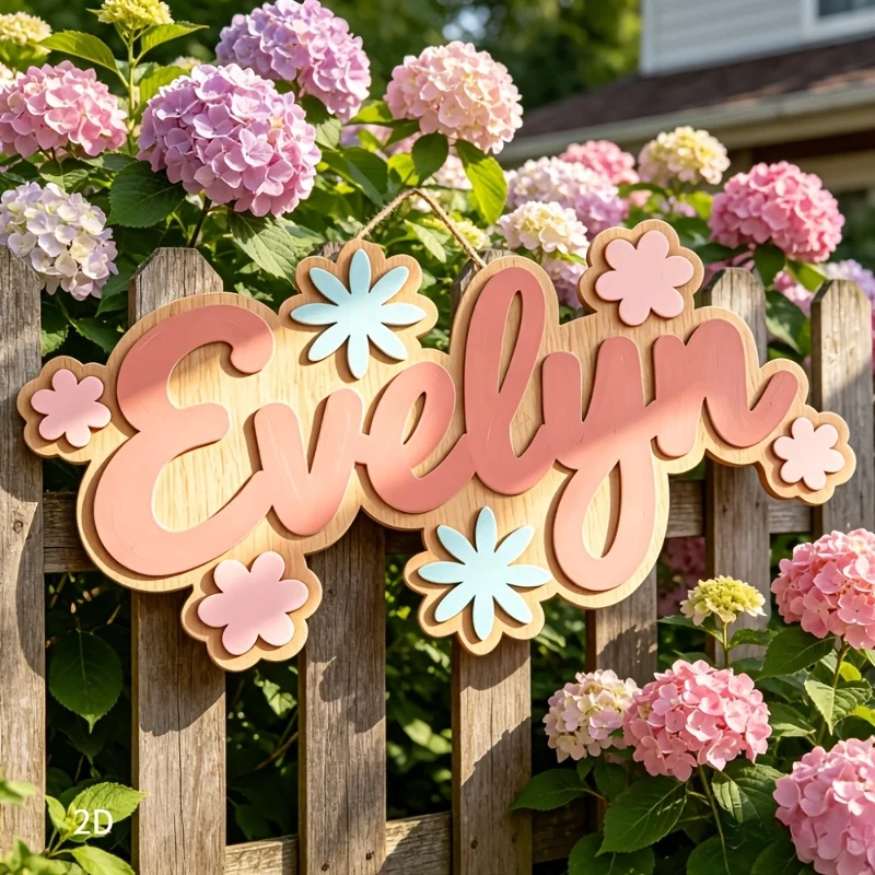 Personalized Floral Themed Name Room Sign, Customizable Pastel Flower Door Plaque, Nursery Bedroom Decor, Sweet Hanging Gift view 4