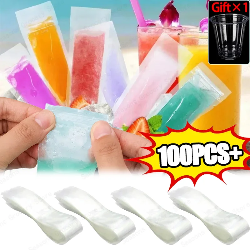 2025 Summer DIY Disposable Popsicle Bag Food Grade PE Material Disposable Household Transparent Fresh Ice Bag Homemade Popsicle