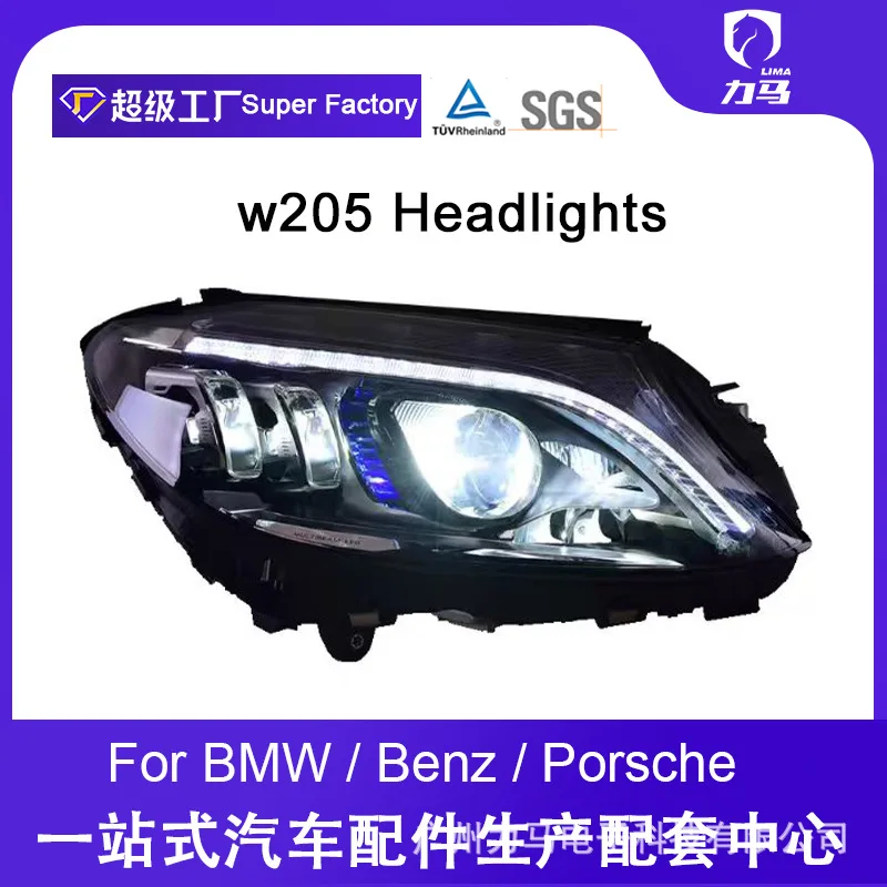 

Подходит для 15-21 лет Mercedes-Benz C-Class W205, фара, указатель поворота, светодиодные дневные ходовые огни