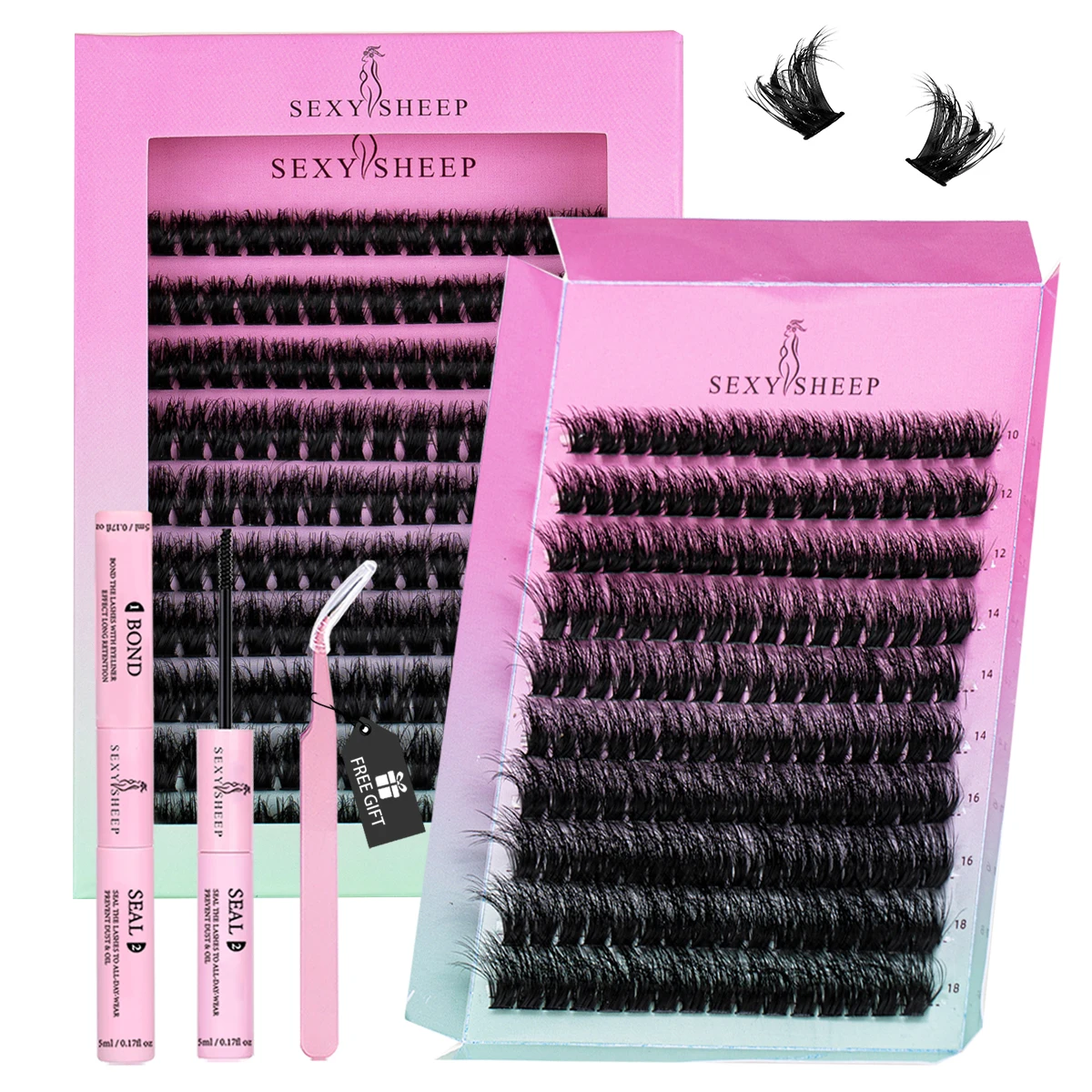 DIY まつげまつげクラスターキットナチュラルふわふわ個別まつげエクステンションまつげボンド & シールまつげピンセットメイクアップ