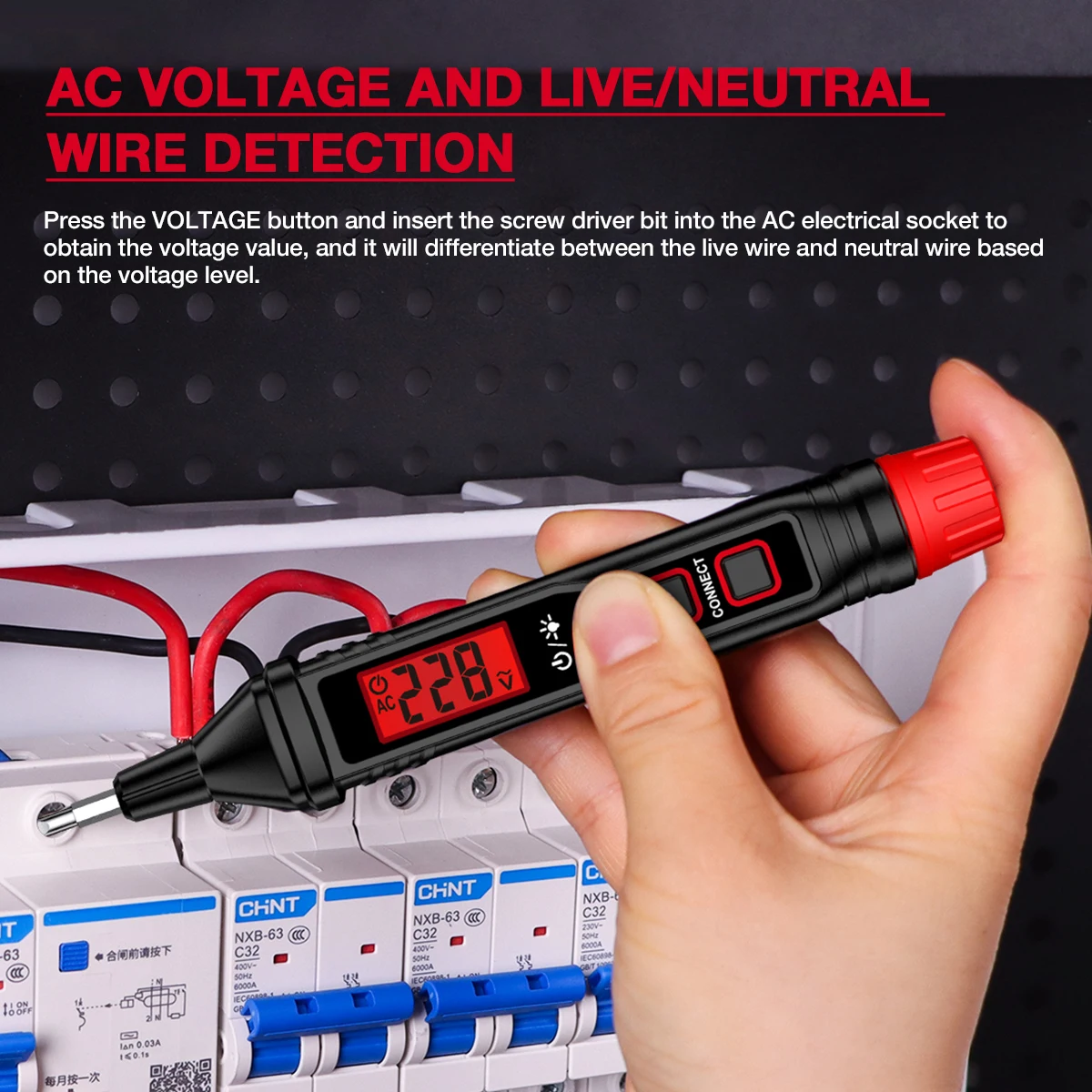 HABOTEST HT92 Pen Type Voltage Tester AC12-300V Indicator Backlight Flashlight Sensitivity AC Voltage Electrician Tester