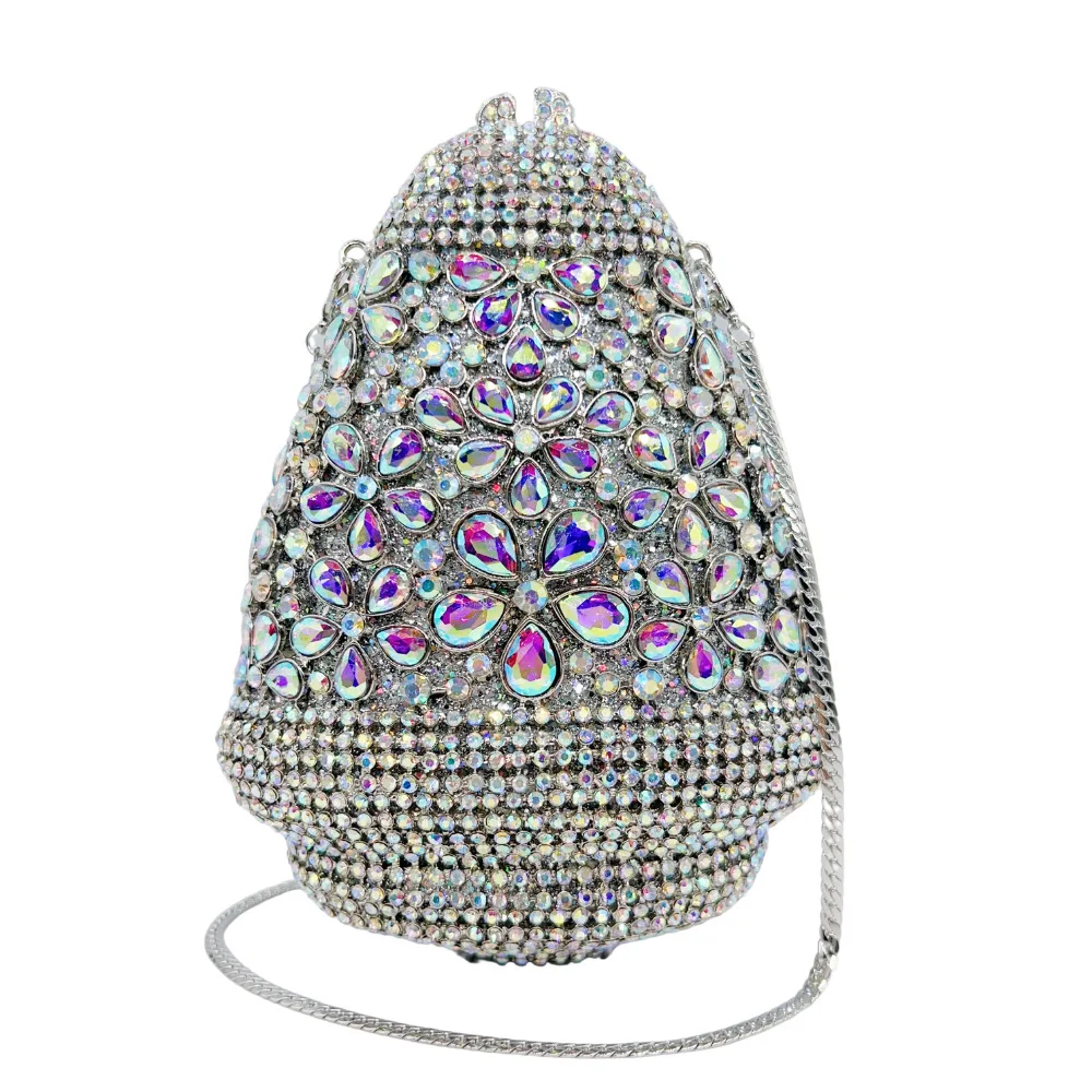 

Сумка для ужина с пятью лепестками сирени и бриллиантами, сферическая женская сумка с бриллиантами в форме капли воды, сумка для банкетного платья.