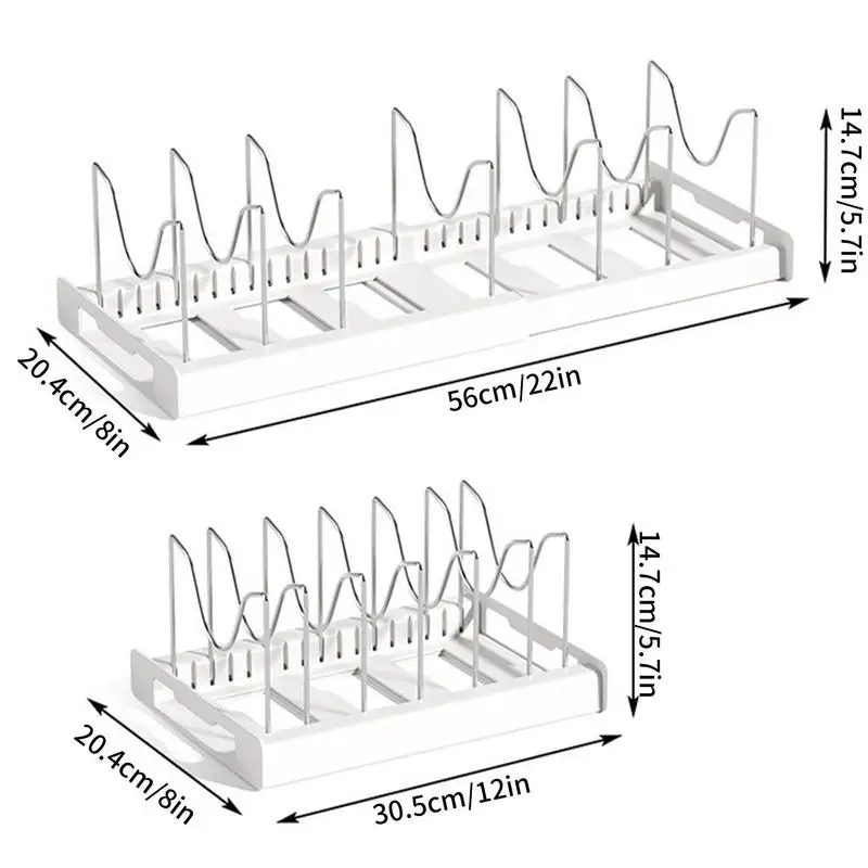 Pot Storage Rack for Baking, Expansível Pan Shelf Organizer, Bronze Panelas Organizador, 7 Compartimento Ajustável