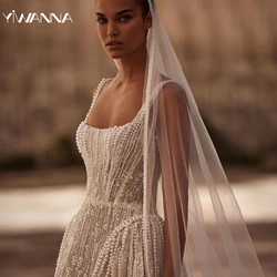 2025 Sequined Beads Pearls Wedding Dress Graceful Strapless Bride Robe Luxury A-line Long Bridal Gown Customized Robe De Mariée