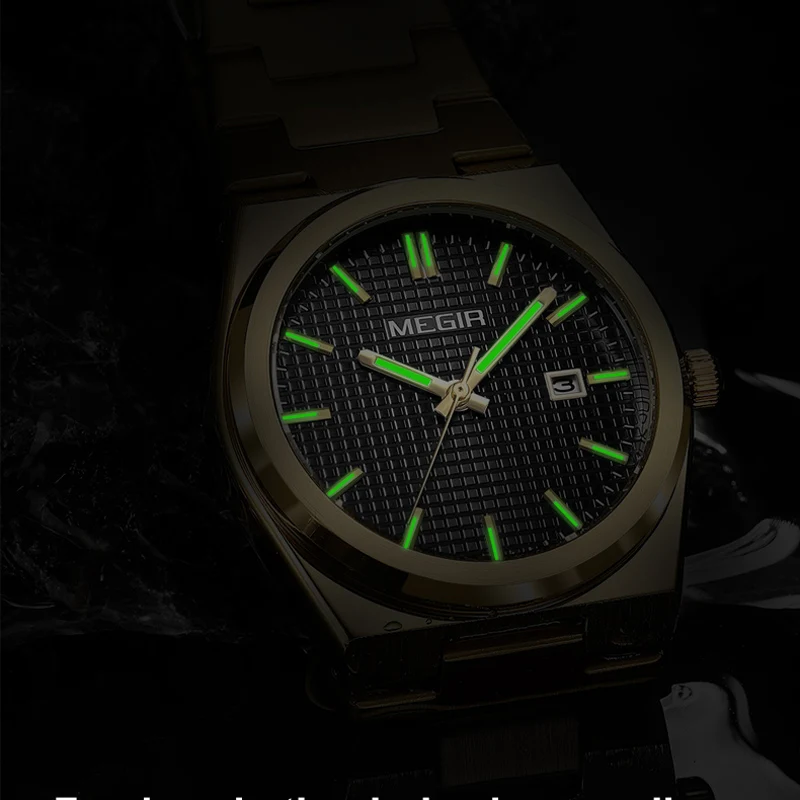 MEGIR New Luxury Men Quartz Watches Waterproof Fashion Business Watch Man Stainless Steel Sport Watch for Male Analog Clock