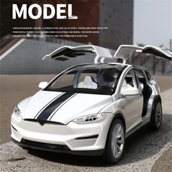 1:24 Model X SUV Alloy Car Model Diecast Metal Vehicles Car Model Simulation Sound and Light Collection Childrens Toy Gift