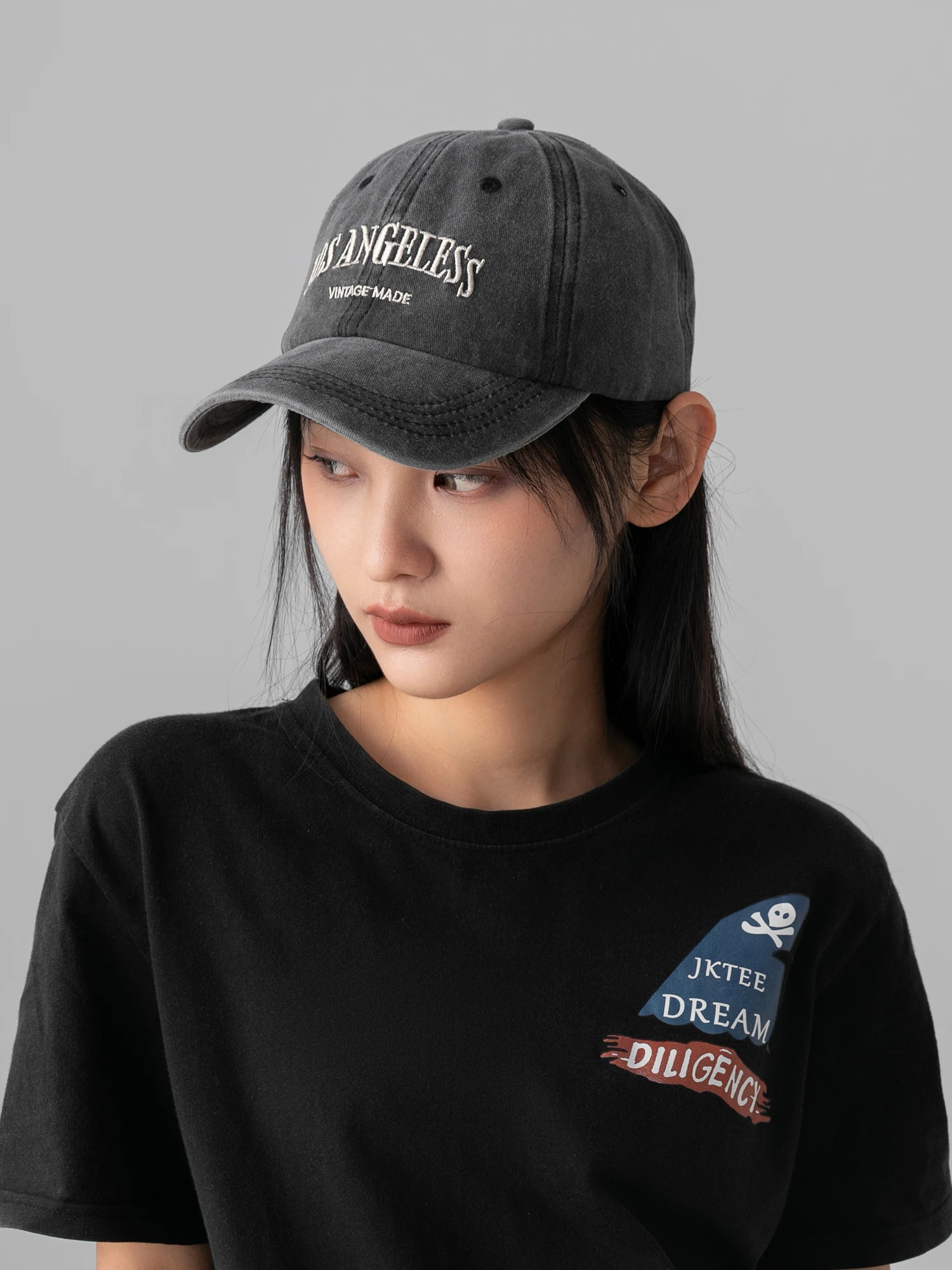 

American Retro Baseball Cap ex Summer Sun Protection Soft Top Waable Large Head Circumference Face Slimming Deep Bill