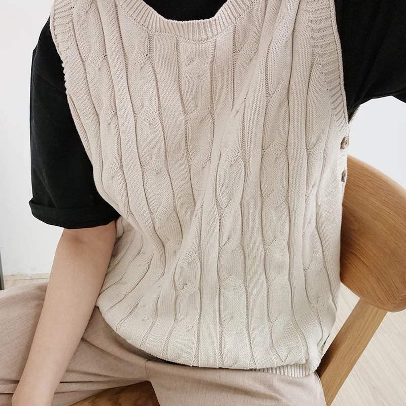 WinvyNee Womans Clothing Cotton Vest Tank Tops O Neck Casual Outerwears Ladies Tops Knitted Solid Casual Sweater Autumn C1002009