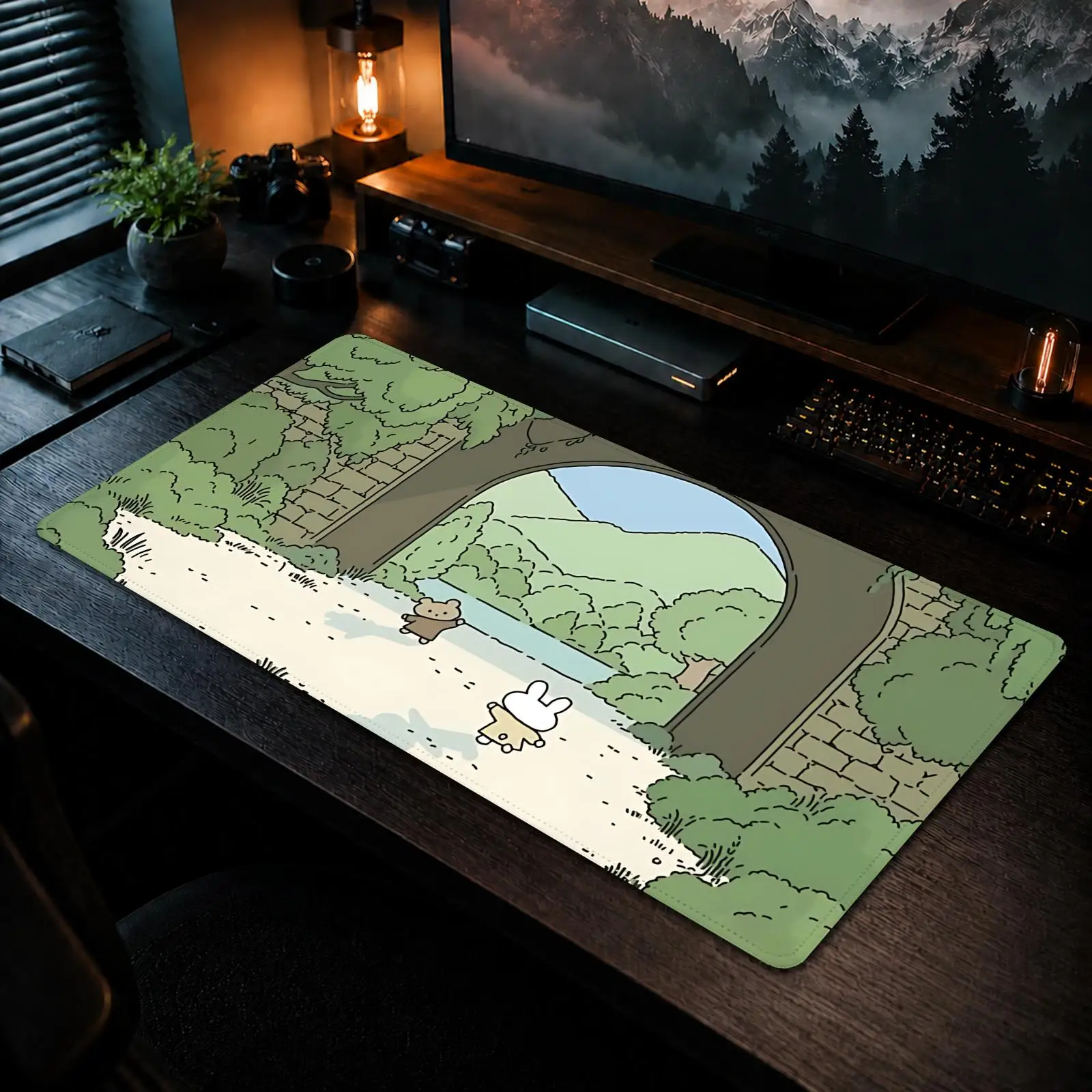 Alfombrilla de ratón Qute Anime para juegos y oficina, antideslizante, alfombrilla de escritorio DIY, alfombrilla grande para teclado de juegos con borde cosido
