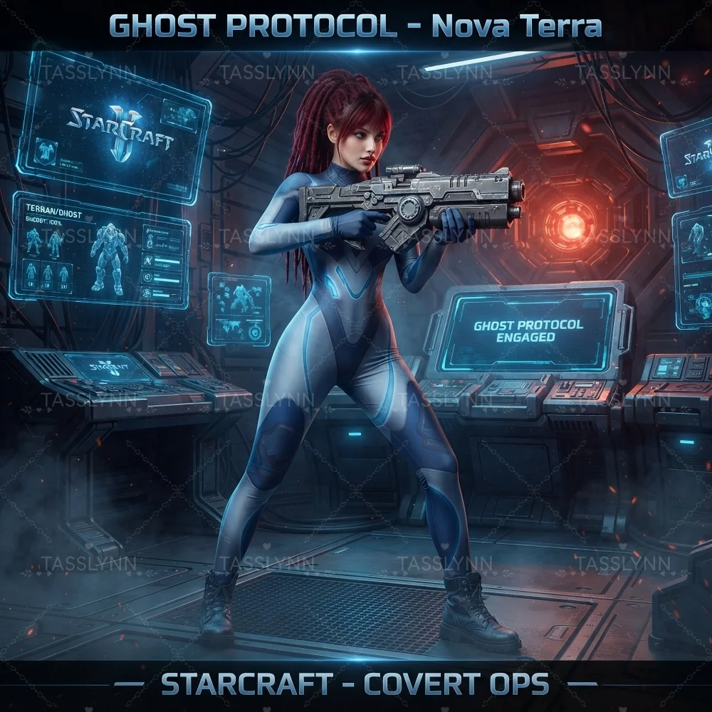 Queen of Blades Sarah Kerrigan Cos Suit, Terran Ghost Agent Mecha Zentai Jumpsuit, Women Sci-Fi Armor Bodysuit view 4