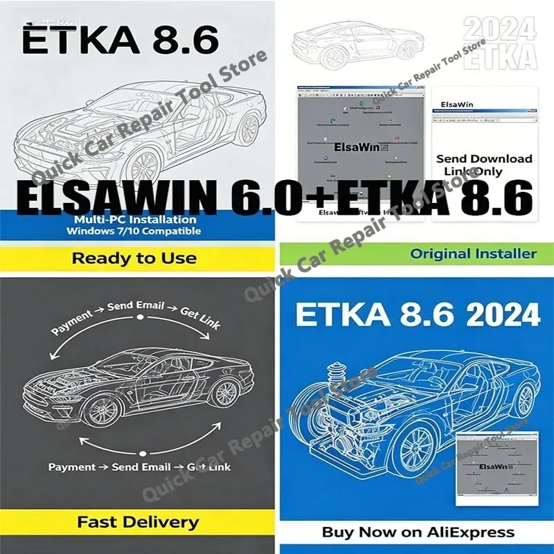 ETKA 8.6+Elsawin 6.0 Auto Repair Software Etka OBD2 Scanner Group Vehicles Electronic Parts Catalog For V-W+A-UDI+S-EAT+SK-ODA