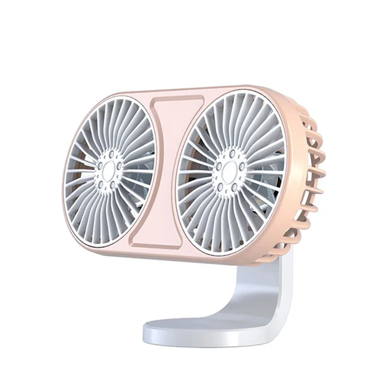 12/24V Three Speed Adjustable Double Head Air Outlet Atmosphere Light Fan Suitable For Usb Car Mounted Fan