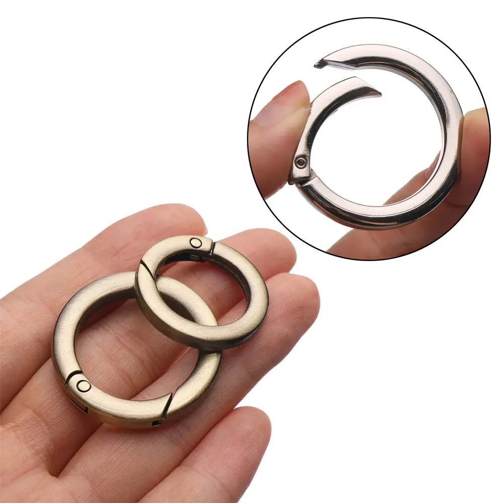 1pc High quality Round Push Trigger Plated Gate Snap Clasp Clip Bag Belt Buckle Carabiner Purses Handbags Spring O-Ring Buckles