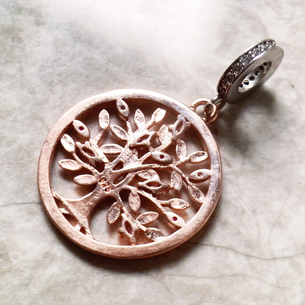 Tree of Love Pink Charms Pendant Europe Jewelry Findings Accessories 925 Sterling Silver Fashion Gift For Women Girl