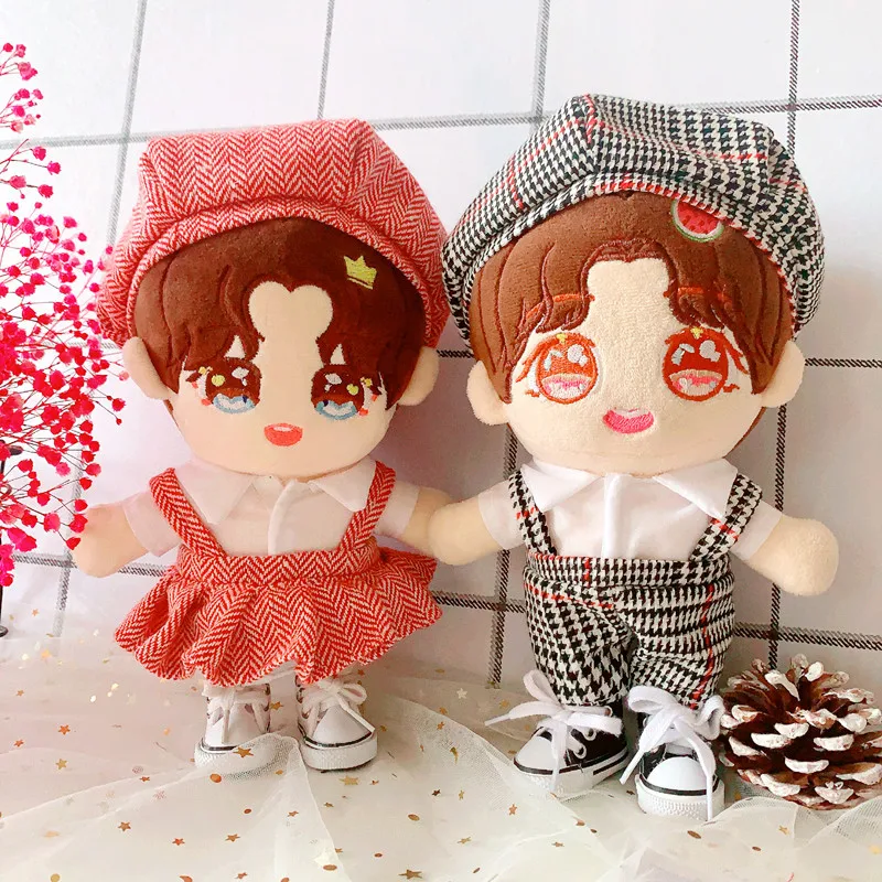 

Doll Clothes for 20cm Plush Idol Doll Cute Thousand Bird Grid Set DIY Doll Clothes Accessory Kawaii Toys for Kids Girls Fans