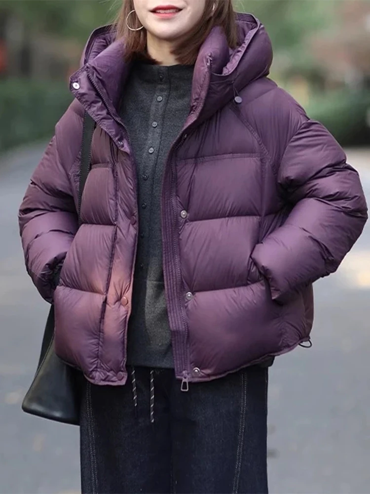 

Winter Thiened Korean Sle Women's Jaet ort Quilted Cotton Coat Warmth Faionable Hooded Zipper Closure Long Sve