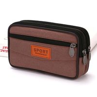 Wallet Purse Double Layer Men Phone Bag Horizontal Canvas Mobile Phone Pouch Belt Pouch Casual Men Waist Pack Travel