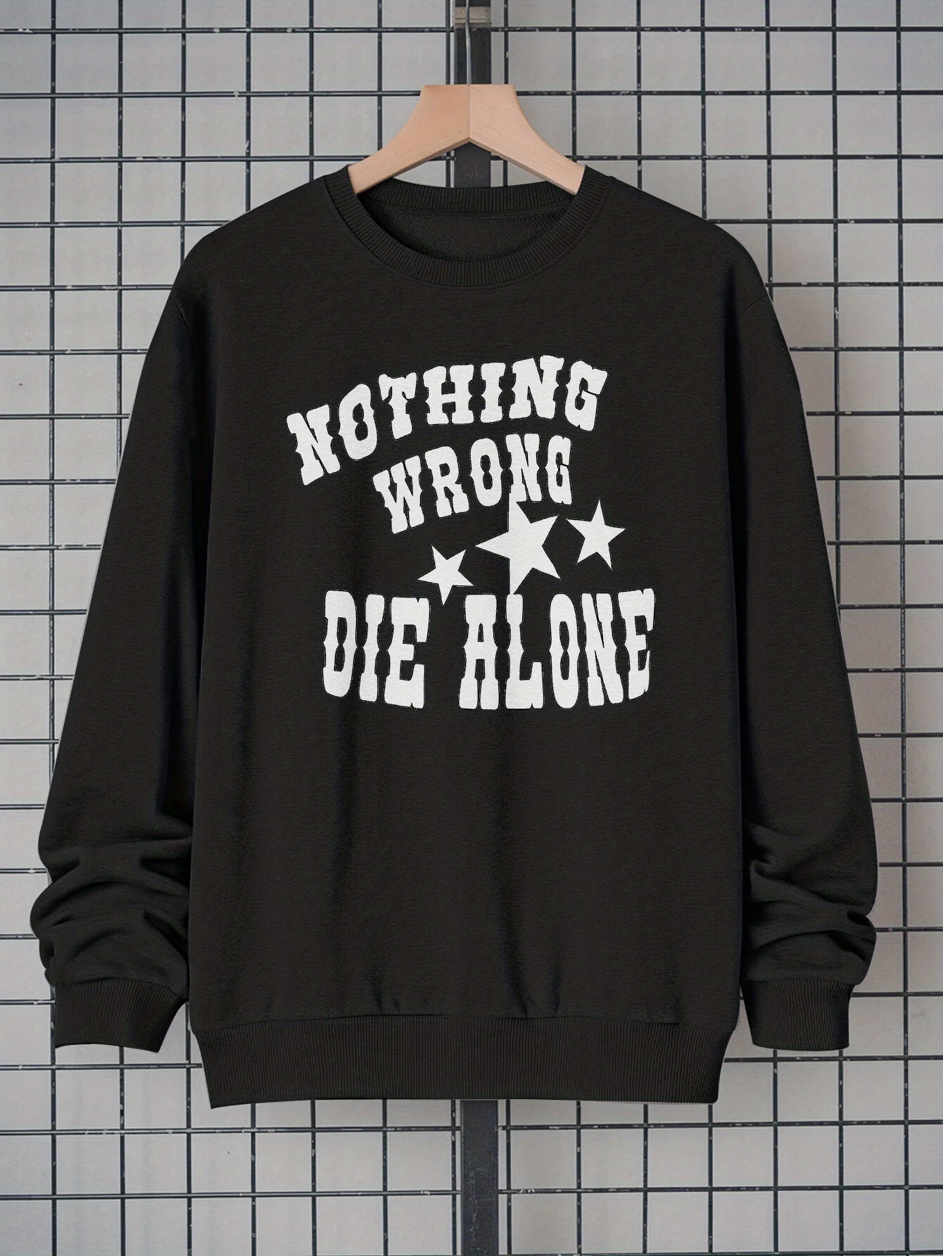Men's Fun Satirical Print Crew Neck Sweater - "Nothing is wrong, one dies" Humorous Quote D