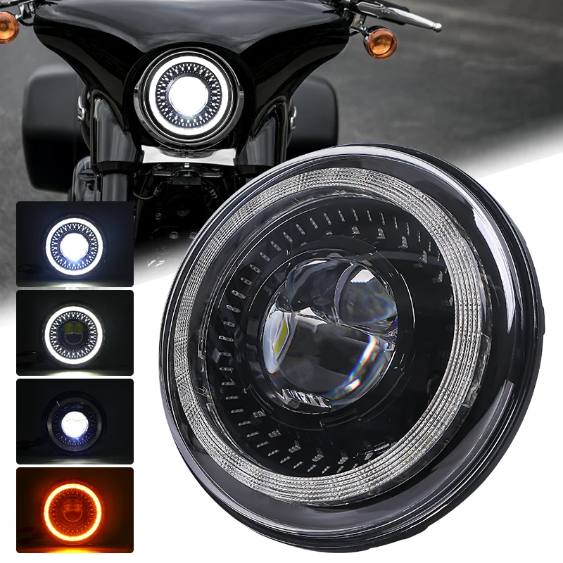 

E-mark 7" Inch Motorcycle LED Headlight For BMW Softail Cafe Racer Chopper Ural IZH Honda 7inch for Land Rover Defender Lada